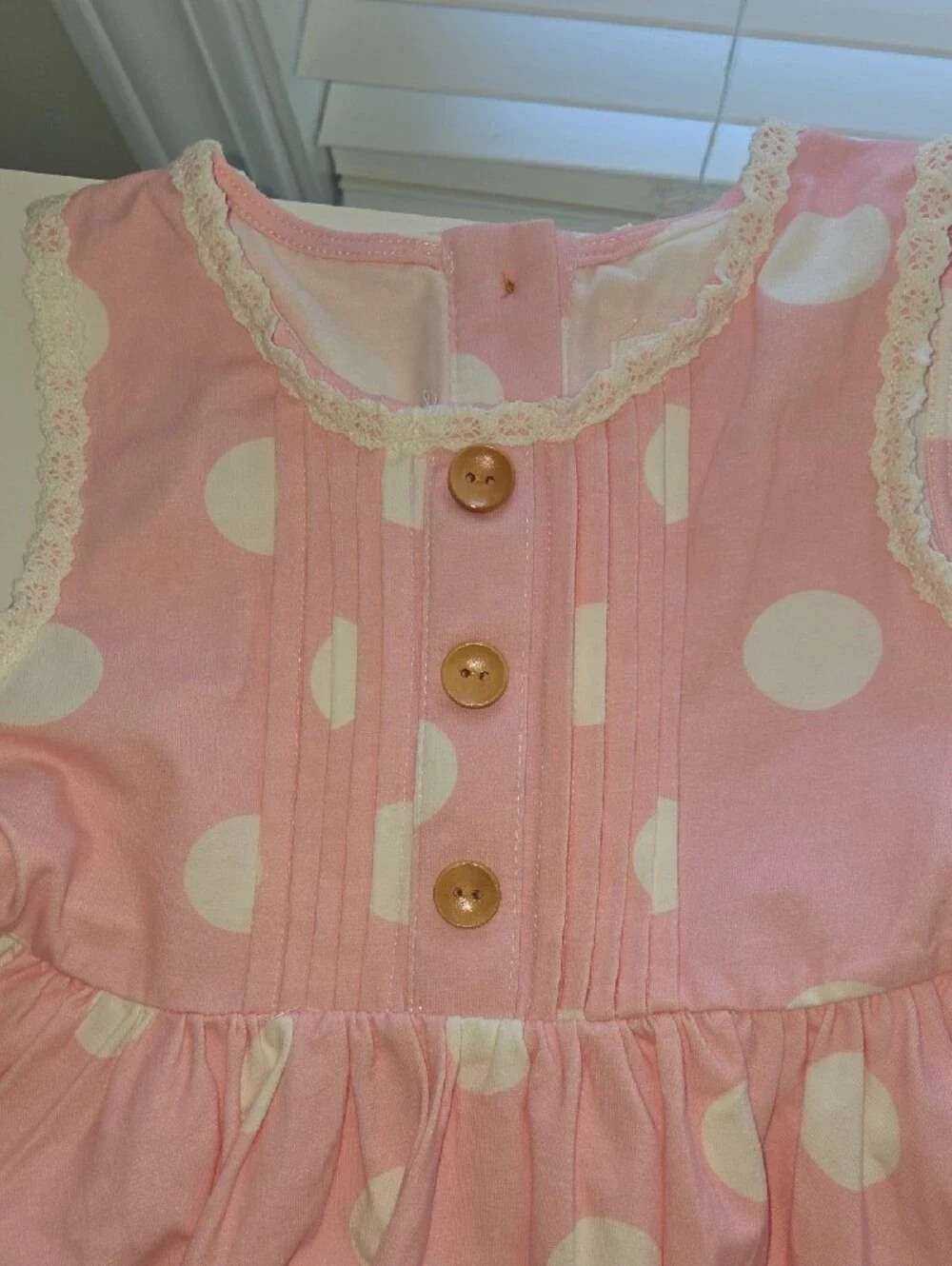 Sweet Honey  Pink And White Polka Dot Girls Dress Set
